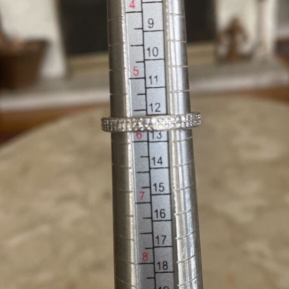 925 Sterling Silver Full Double Row Eternity Ring Cubic Zirconia - Picture 8 of 8